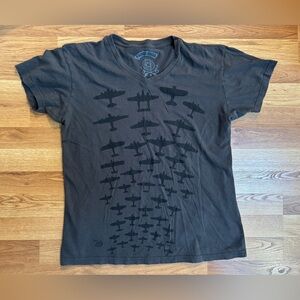 Ames Bros Airplane Grey V-neck T-shirt Vintage Women’s Size Medium